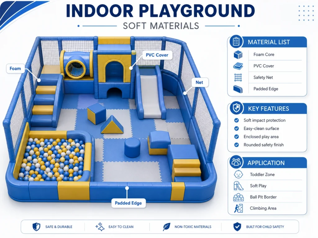 Indoor Playground Soft Materials indoor playground soft materials with foam PVC cover net and padded edge
