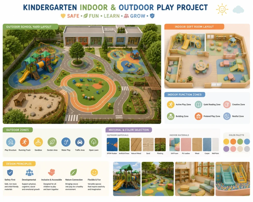 Kindergarten Playground Color and Material Selection kindergarten playground color and material selection for preschool children