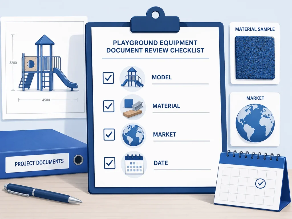 Playground Document Review Checklist playground equipment document review checklist with model material market and date