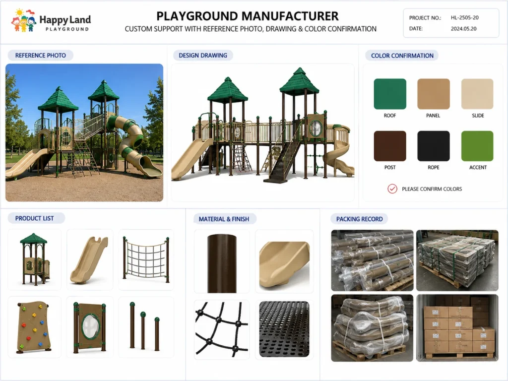 Playground Manufacturer Custom Support playground manufacturer custom support with reference photo drawing and color confirmation