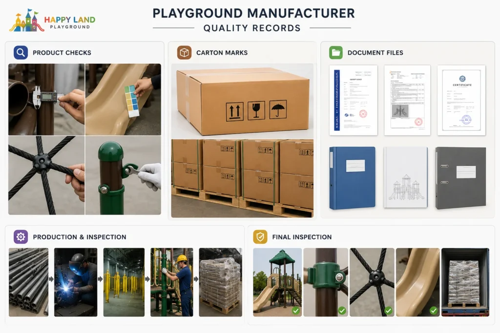 Playground Manufacturer Quality Records playground manufacturer quality records with product checks carton marks and document files