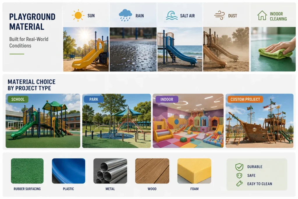Playground Material by Project Type playground material choice by school park indoor and custom project type