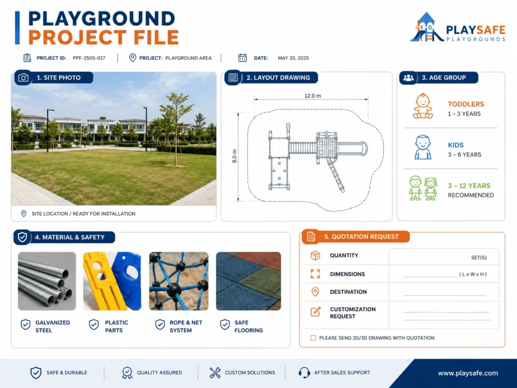 Playground Project File playground project file with site photo drawing age group material note and quotation request