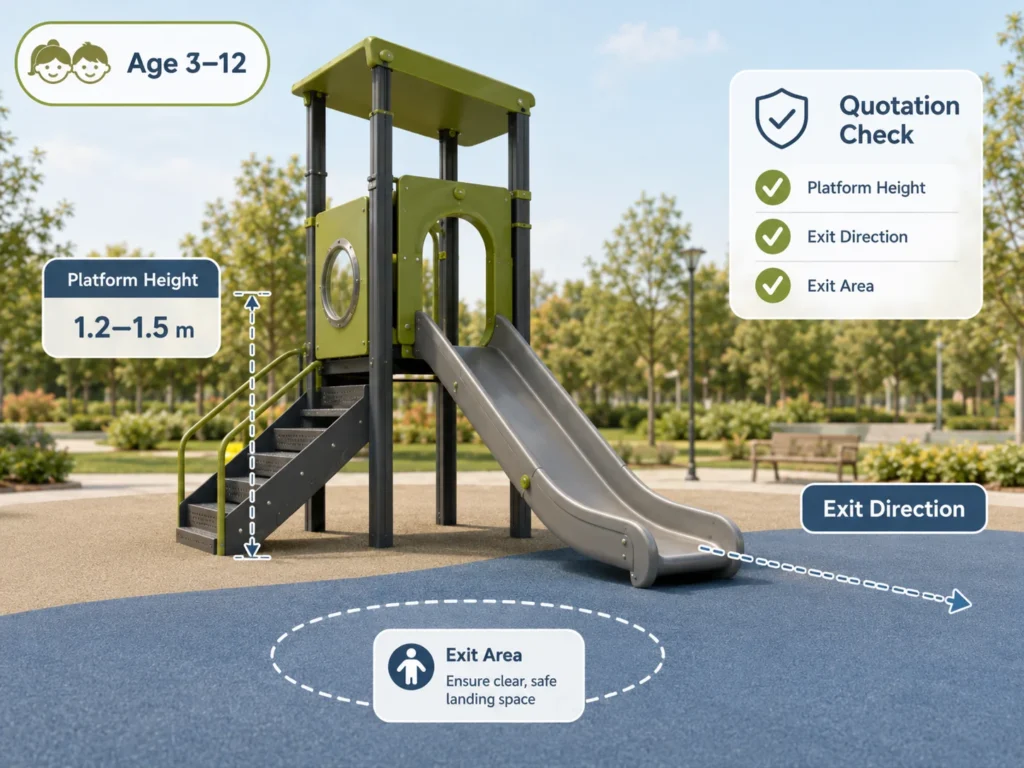 Playground Slide Height and Exit Check playground slide height and exit direction check for quotation