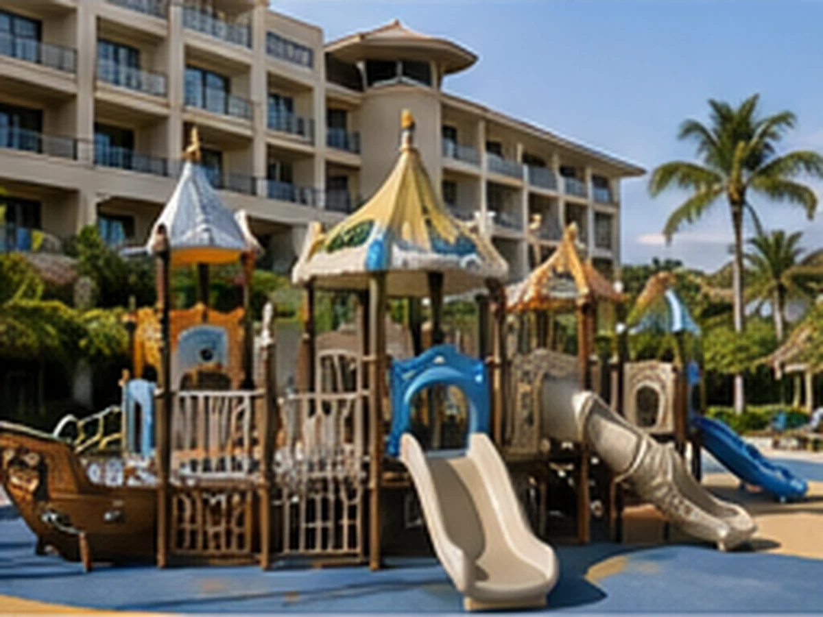 Family Friendly Hotel Play Area family friendly hotel play area with parent view paths and kid friendly playground equipment